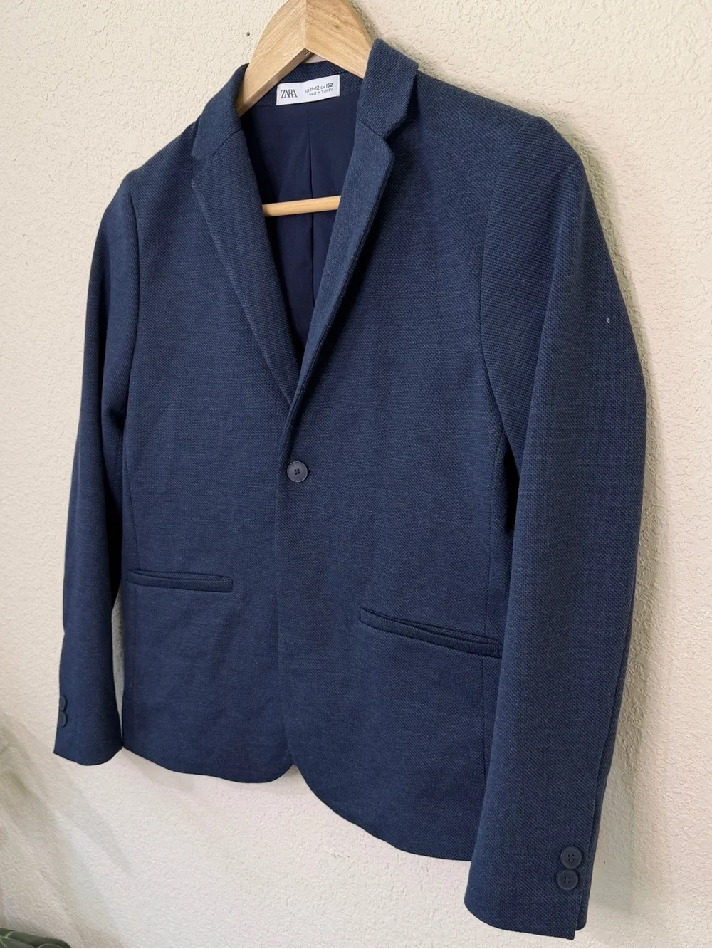 Zara Navy Blue Suit Sport Coat Blazer Jacket Boys Size 11-12